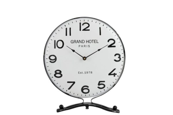 CLOCK ON FOOT METAL WHITE