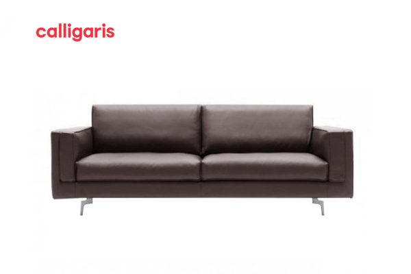 Sofa Metro 3 chỗ da màu caffee nhỏ gọn thanh lịch hiện đại