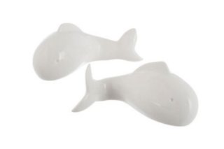 Cặp cá gốm màu trắng