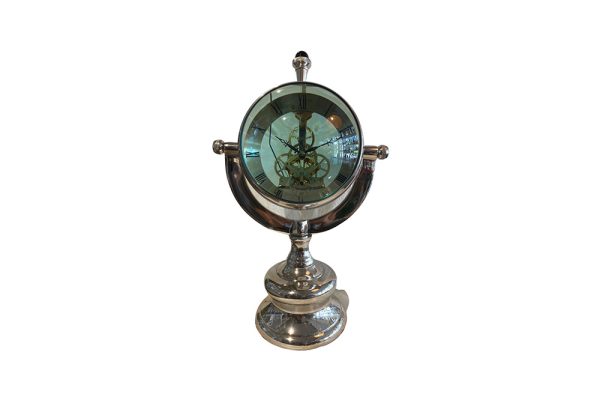 Table clock ALU 7'' SEE THRU NICKL 43664