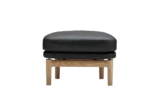 Bridge stool Natural Wood Black Leather