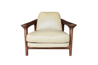 Armchair Bridge màu đen chân và tay vịn gỗ hiện đại