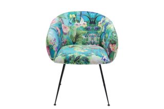 Armchair Paradise gold bọc vải với hoa văn nghệ thuật hiện đại