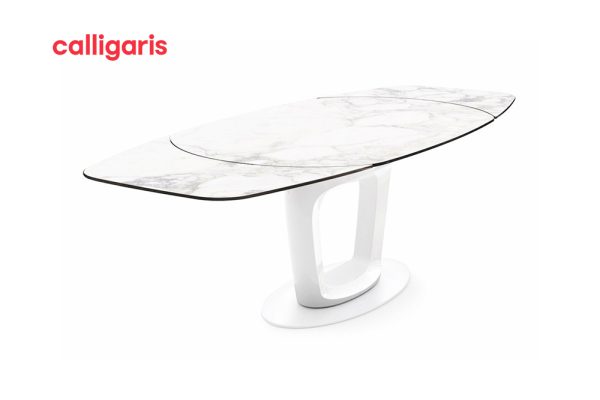 Orbital White Marble Dining table - extendable