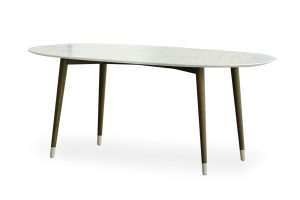 Bàn ăn gỗ Pio amwtj melamite van marble màu trắng cùng với kiểu dáng đơn giản mộc mạc