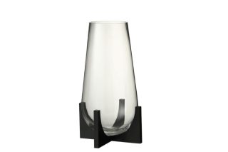 Vase Conical On Base Glass/Metal