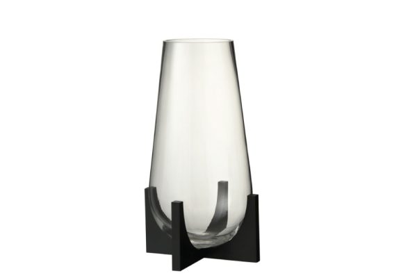 Vase Conical On Base Glass/Metal