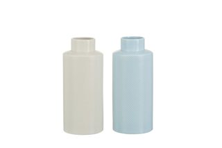 VASE CYL PORC BEI/BLU