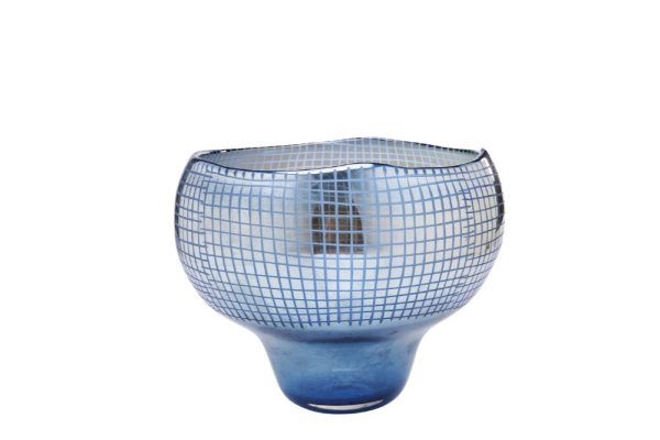 Vase Grid Luster Blue 28cm