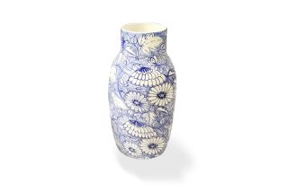 Bình gốm men hoa xanh dương - QV91728