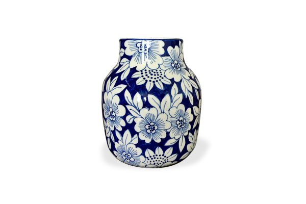 Bình gốm men hoa xanh dương - QV91729