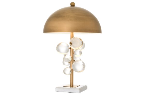Table Lamp Floral Brass W Shade