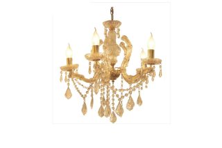 Đèn trần Crystal 5 bóng màu Gold