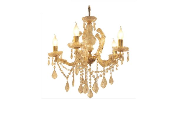 Đèn trần Crystal 5 bóng màu Gold