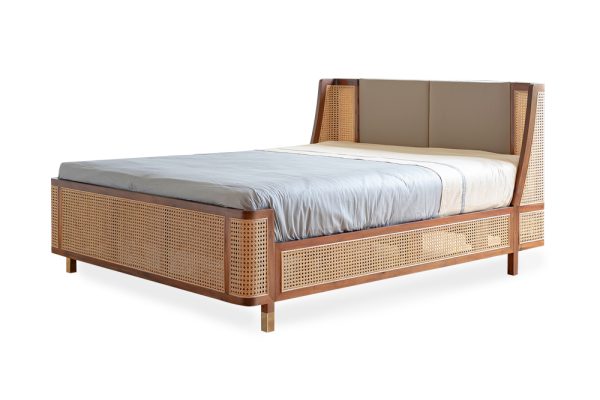 Giường ngủ mây bọc da 1m6 đẹp sang trọng