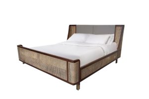 Giường mây 1m6 bọc da với kiểu dnags lạ mắt hiện đại