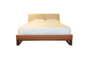 Giường Milia bọc da màu nâu sang trọng hiện đại