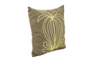 Gối linen kaki thêu trái bí