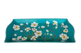 Khay xanh hoa chùm trắng