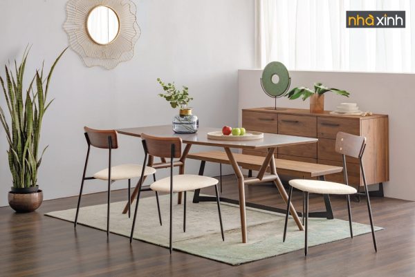 Bộ bàn ăn Malaya logo sang trọng nhẹ nhàng