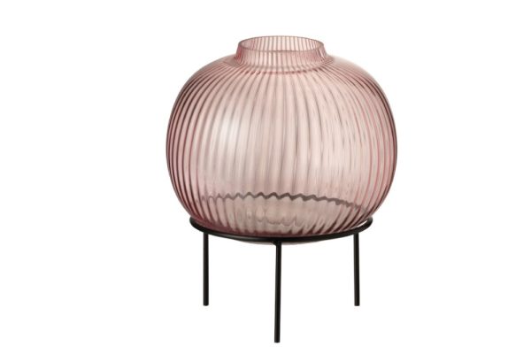 Vase On Foot Round Glass Pink M