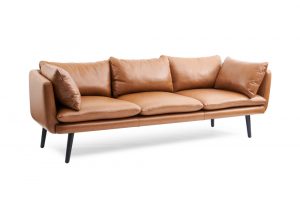 Sofa 3 chỗ bọc vải da cognac hiện đại tinh tế