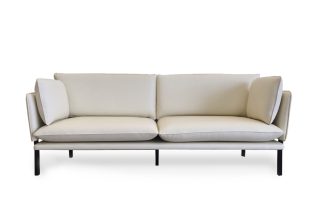 Sofa Dubai 2,5 chỗ bọc da màu trắng kem nhẹ nhằng thanh nhã
