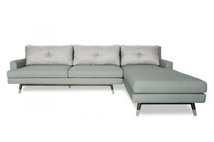 Sofa góc Pio vải màu xám trắng cùng với kiểu dáng hiện đại