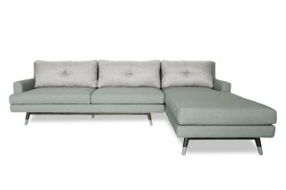 Sofa góc Pio vải màu xám trắng cùng với kiểu dáng hiện đại