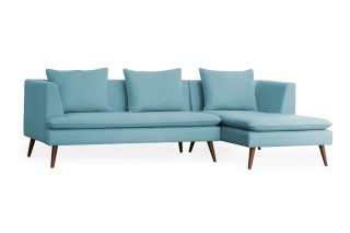 Sofa góc bọc vải màu xanh dương nhẹ nhàng sang trọng