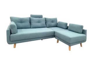 Sofa góc Rumaba bọc vải màu xanh nhje nhàng hiện đại