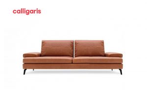 Sofa landa 3c hỗ bọc da màu cognac tinh tế sang trọng