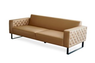 Sofa London3 chỗ bọc da công nghiệp màu da trầm ấm sang trọng