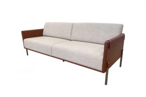 Sofa Maxine 3 chỗ bọc da bọc vải màu trắng xám hiện đại sang trọng