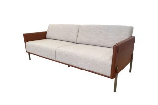 Sofa Maxine 3 chỗ bọc da bọc vải màu trắng xám hiện đại sang trọng