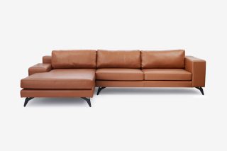 Opal right corner sofa - Cognac leather