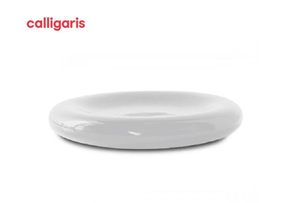 Khay gốm tròn Donut trắng