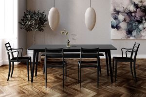 Bàn ghế ăn Elegance màu đen quý phái sang trọng