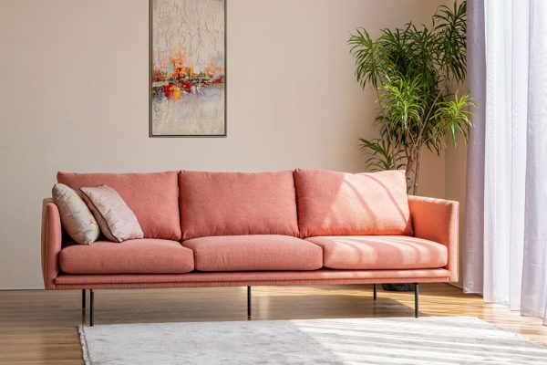 Sofa 3 chỗ Penny vải màu cam màu sắc tươi mới hiện đại