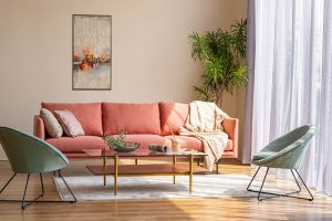 Sofa Penny vải hồng nhẹ nhàng tươi sáng