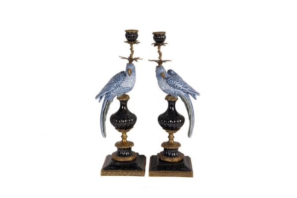 Bộ 2 chân nến hình vẹt xanh dương