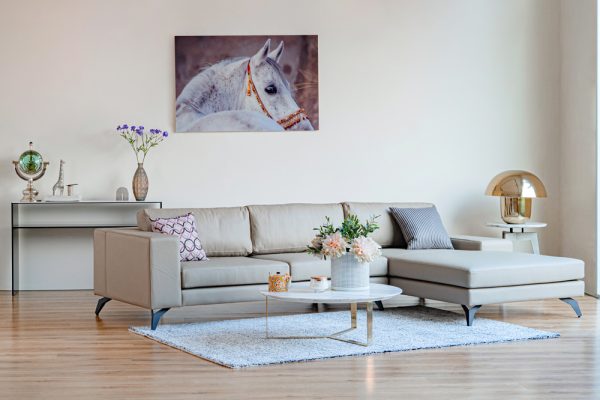 Sofa góc da xám opal cao cấp