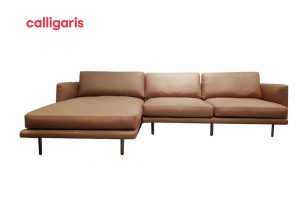 Sofa góc phải Mies da màu nâu hiện đại và sang trọng