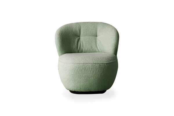 Armchair Moon vải xanh lá nhỏ gọn hiện đại