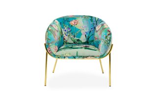 Armchair Paradise gold bọc vải với hoa văn nghệ thuật hiện đại