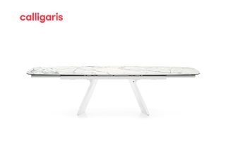 Bàn ăn mở rộng Icaro mặt bàn ceramic màu trắng sang trọng tinh tế