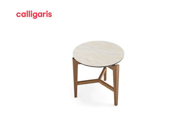 Bàn bên Symbol mặt bàn ceramic màu walnut nhỏ gọn sang trọng