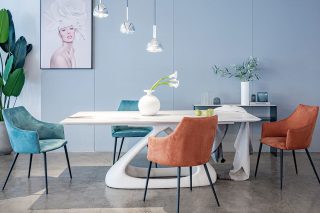 Bàn ăn Peak hiện đại mặt bàn ceramic vân mây sang trọng