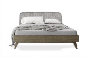 Miami bed upholstered in dolice fabric with wooden frame