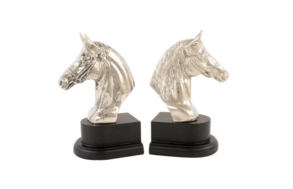 Bộ 2 tượng chặn sách Bookend hình đầu ngựa đế đen 58257